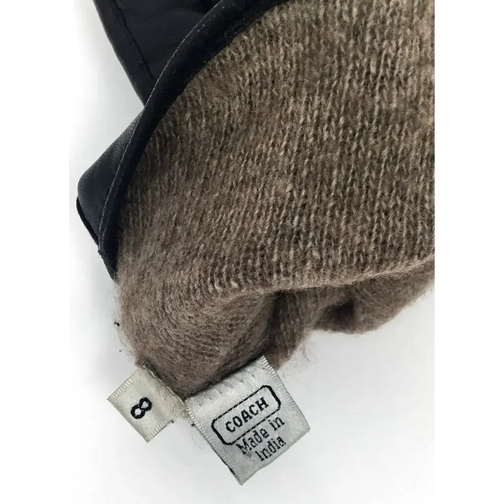Coach Leather Cashmere Lined Gloves Women's Size 8